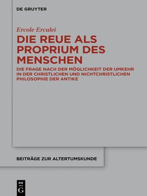 cover image of Die Reue als Proprium des Menschen